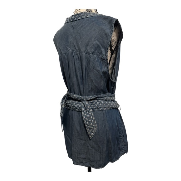 Holding Horses Anthropologie XL Stylish Blue Wrap Tank Top with Belt - Picture 5 of 13
